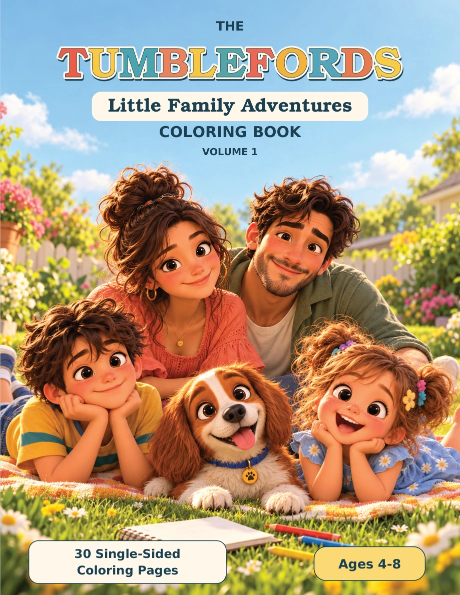 The Tumblefords: Little Family Adventures colouring book
